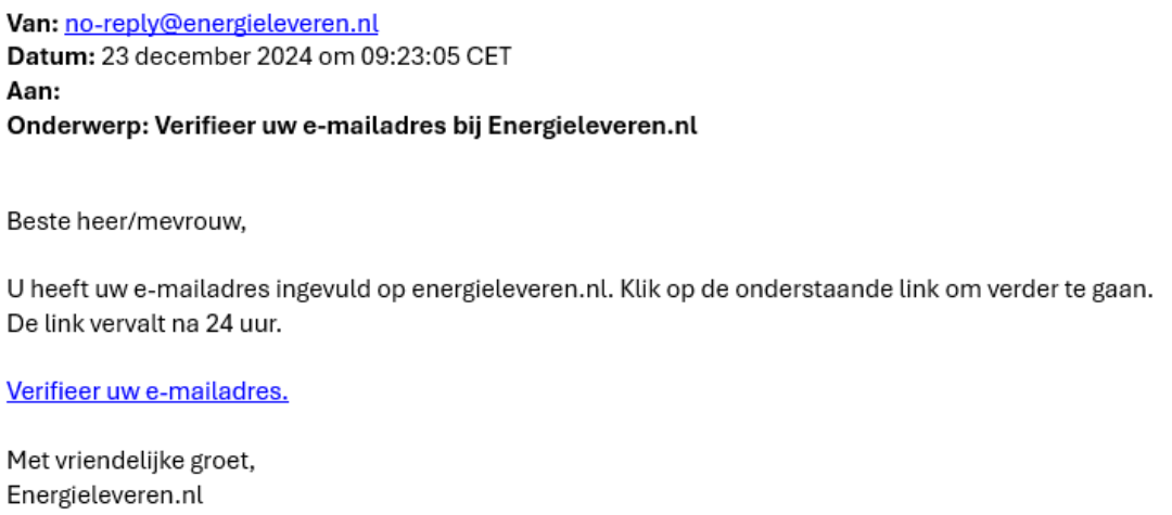 Verifiëren energieleveren mailadres